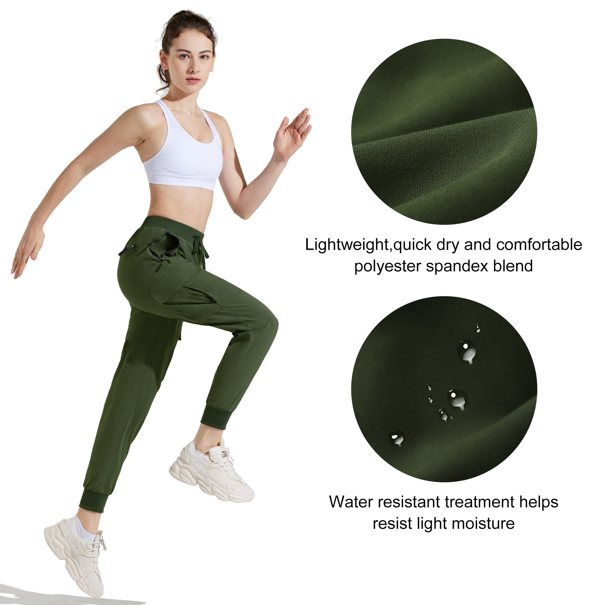 Shop Generic Fabric Drawstring Running Sport Joggers Women Quick Dry  Athletic Gym Fitness Sweatpants with Two Side Pockets Exercise Pants(#Green)  Online