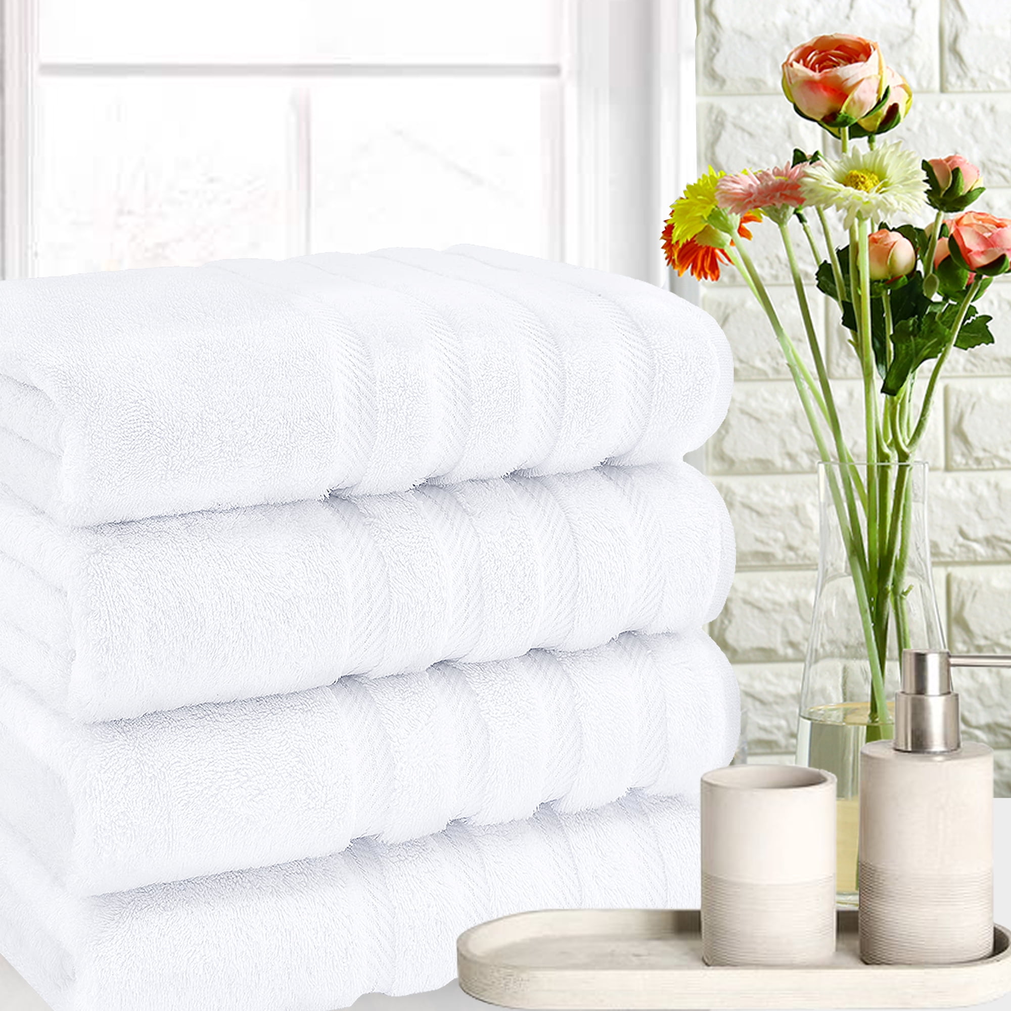 American Soft Linen Bath Towels 100% Turkish Cotton 4 Piece Luxury Bath  Towel Sets for Bathroom - Sand Taupe 