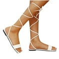 thumbnail image 4 of EQWLJWE Comfortable Sandals for Women's Lace Up Sandals Solid Color Square-head Breathable Strappy Sandals Tie Up Ankle Strap Flat Sandals Gifts for Your Family or Friends, 4 of 4