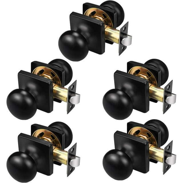 Round Passage Door Knobs Interior Matte Door Knobs Indoor Keyless Non-Locking Handle Set for Hallway or Closet Doors Reversible for Right/Left Handed Door