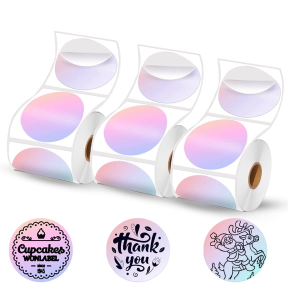 2 x 2 Round Thermal Labels, 2 inch Round Thermal Sticker Labels for Business and Home, for Label Printer, for M110/M220/M221 Label Maker，420PCS/ 3Roll for Printer, Fantasy Purple