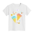 thumbnail image 4 of Girls T-Shirt 2-14 Years Print Cute Design Casual Summer Top Breathable Lightweight Outfit Daily School Wear Stylish Soft Comfortable Modern(9-10 Years,A132-White), 4 of 4