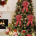 thumbnail image 3 of Manfiter 18" Christmas Bow Tree Topper Large Glitter Red Bow with Ribbons Xmas Ornament Holiday Decoration, 3 of 6