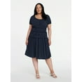 thumbnail image 3 of Time and Tru Women's Smocked Midi Dress with Short Puff Sleeves, Sizes XS-XXXL, 3 of 5