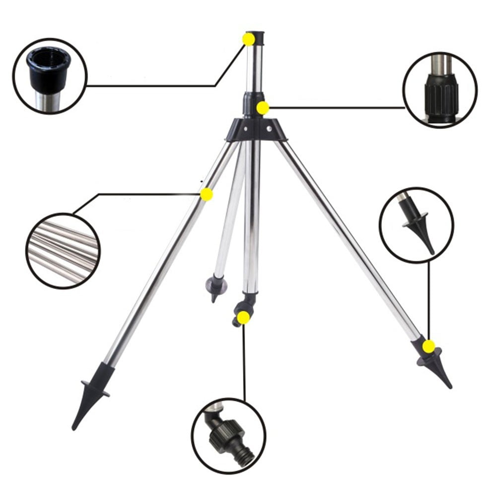 RANME 90Cm Rotating Metal Tripod Sprinkler Adjustable Height Stand Large Coverage Area