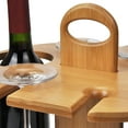 thumbnail image 3 of Kato Kitchen Wine Organizer with Handle - 4 Stemware & 2 Bottle Holder, Countertop Hanging Drying Stand Rack with Free Corkscrew, Bamboo Storage, 3 of 7