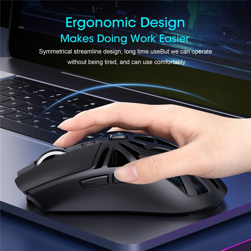 Wireless Gaming Mouse, 10000DPI , 2.4G/USB-C/Bluetooth 5.3 Gaming Mouse Rechargeable Gaming Office Mice for PC