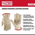 thumbnail image 2 of Hyper Tough Leather Work Gloves, Cowhide Leather, Beige, Large (HT1250L), 2 of 7