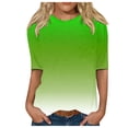 thumbnail image 1 of TSADFHJI Hauts à Manches Longues pour Femmes Serrés Hauts Adaptés Col Rond Manches Mi-Longues Blouse Imprimée TTG Vert, 1 of 4