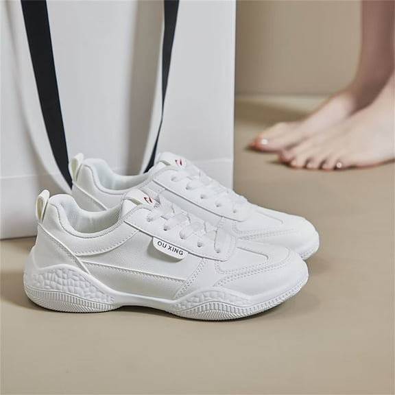 Tvtaop Walking Shoes for Women Casual Leather Sneakers Running Athletic Gym Casual Shoes