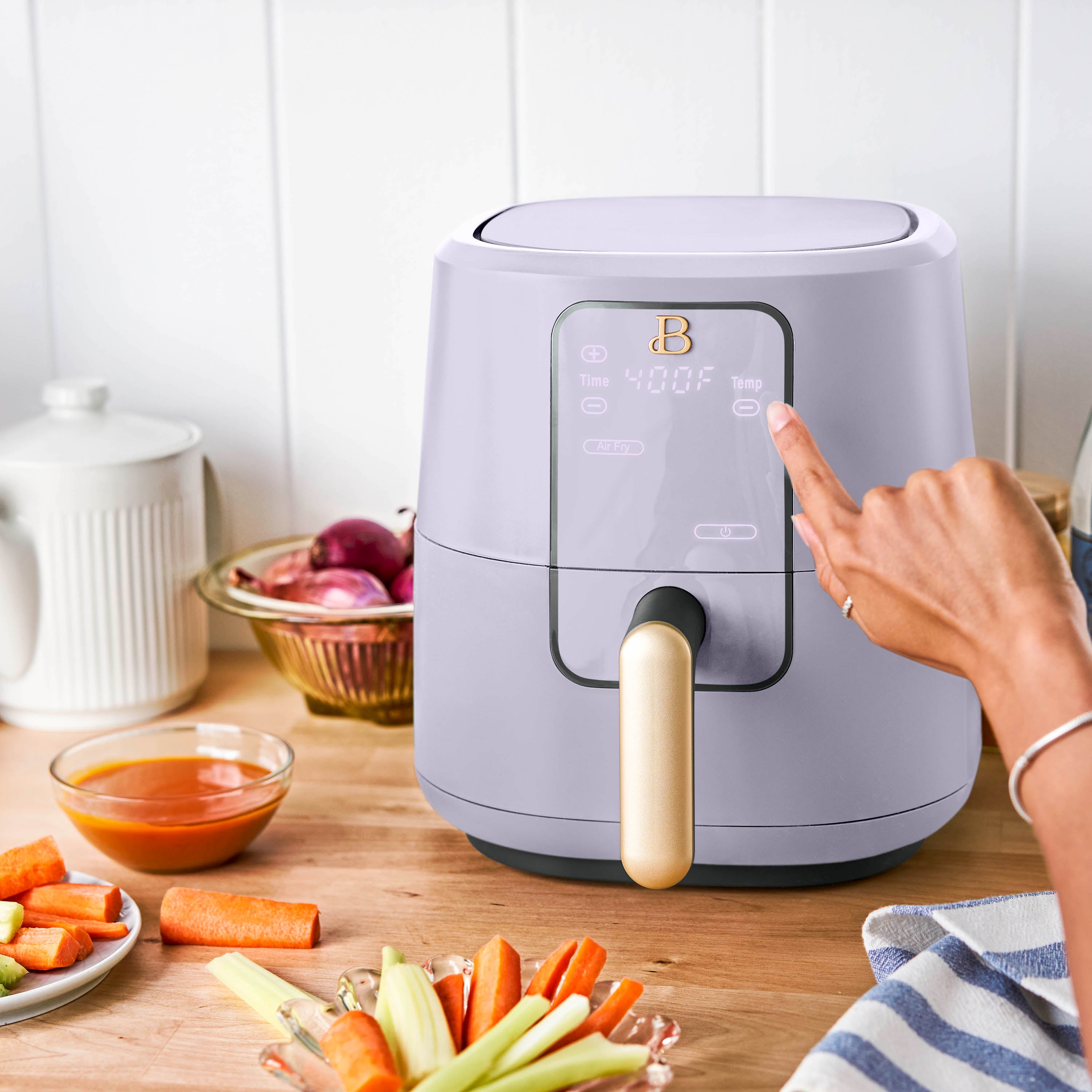 Beautiful 3 Qt Air Fryer with TurboCrisp Technology, White Icing by Drew Barrymore