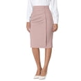 thumbnail image 1 of Falda lápiz de trabajo para mujeres INSPIRE CHIC, elástica, de cintura alta, con fruncido, estilo bodycon, midi, color rosa claro, 1 of 5