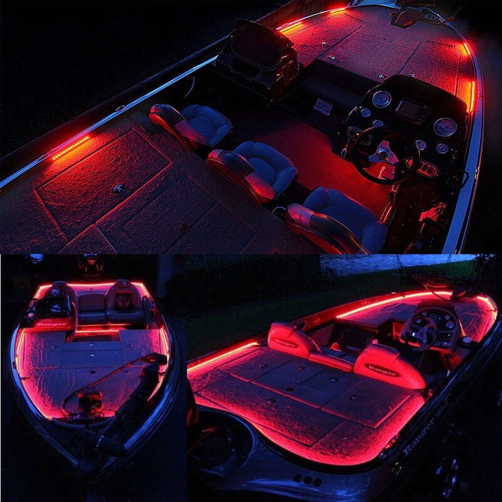 Boat LED Lights Strip Marine Pontoon Boat Light for 12V Interior Courtesy Deck Accent Decorative Lights Waterproof for Fishing Duck Bass Boat Kayak Sailboat Blue LED Lighting Strip 16.4FT/5m