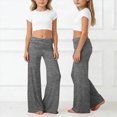 thumbnail image 2 of UAYOTSE Girls Fold Over Waist Flare Pants High Rise Wide Leg Yoga Leggings Kids Stretch School Sport Bottoms Fall,Sizes 7-8 Years, 2 of 8
