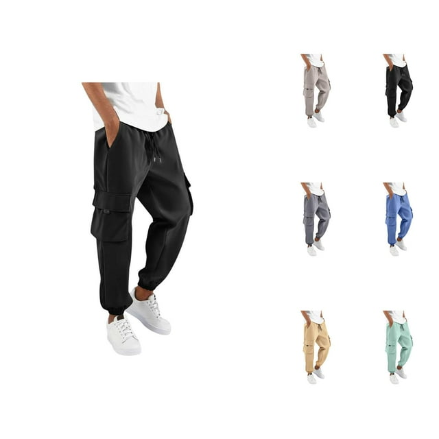 Cargo Pants for Men 2025 Drawstring Workout Running Sweatpants Joggers with Pockets Mens Casual Pants Trousers