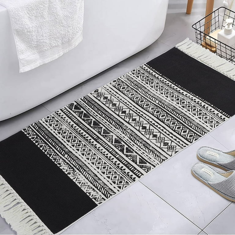 Cotton Striped Kitchen Rug, Hand-Woven Front Doormat Washable, Farmhou –  idee-home