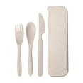 thumbnail image 2 of 4 Sets Wheat Reusable Spoon Forks Tableware Portable Cutlery for Kids Adult Travel Picnic Camping, 2 of 5