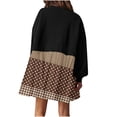 thumbnail image 3 of IROINNID Women's Large Size Long Lantern Sleeve Short Dress Crewneck Tie Waist Knit Cocktail Dress, 3 of 5