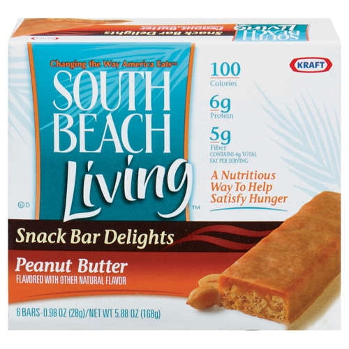 South Beach Living Delights Peanut Butter Snack Bars, 6ct