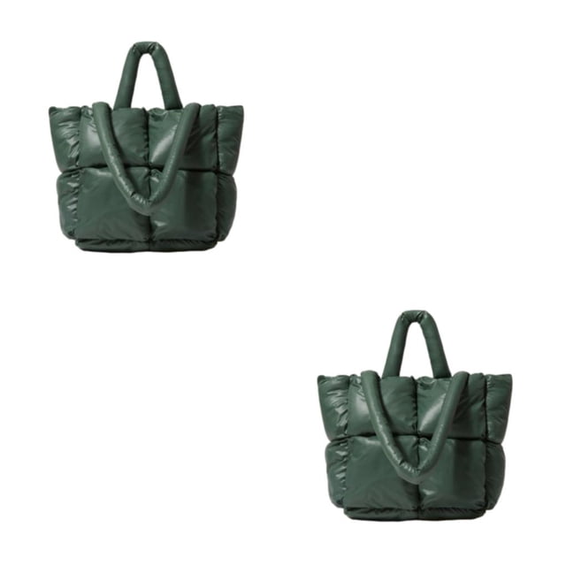 Qarigey Manténgase abrigado con bolso de mano acolchado de nailon, bolso de hombro acolchado de gran capacidad, bolso de almohada verde Verde 2Conjunto