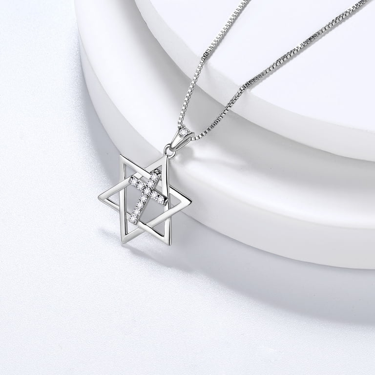 Hipunk Star of David Cross Necklace, 925 Sterling Silver photo 3