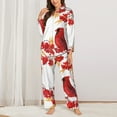 thumbnail image 3 of Kll Bullfinch On Branch Print Women'S Long Sleeve Pajamas With Pants Sleepwear Loungewear 2 Set-Xx-Large, 3 of 9
