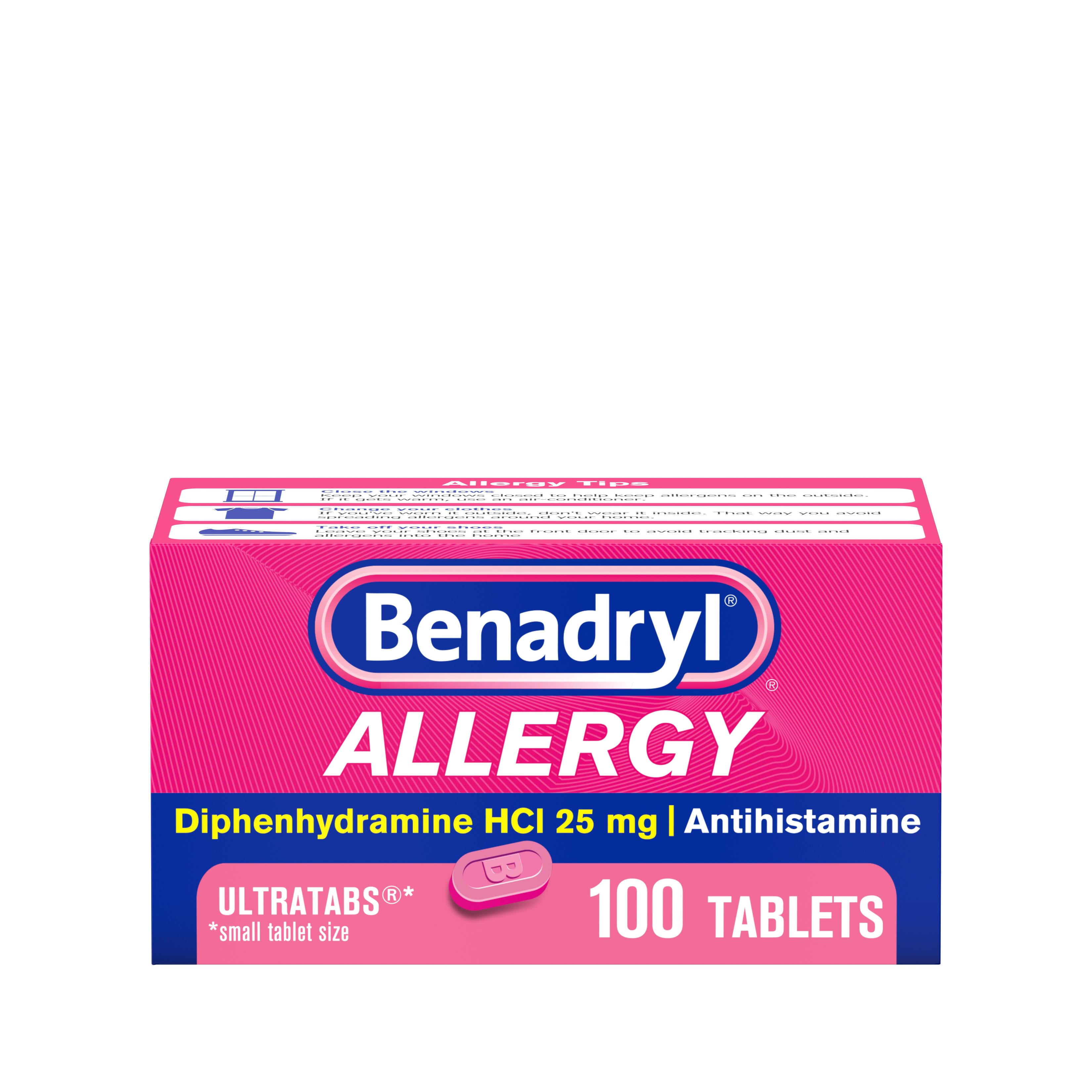 Benadryl Ultratabs Antihistamine Cold & Allergy Relief Tablets, 100 ct
