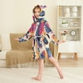 thumbnail image 4 of FORMRS Niños Bathrobe Unisex Hooded Robe Soft Plush Pajamas Sleepwear, Size 7-9T, Flowers Pattern Style, 4 of 7