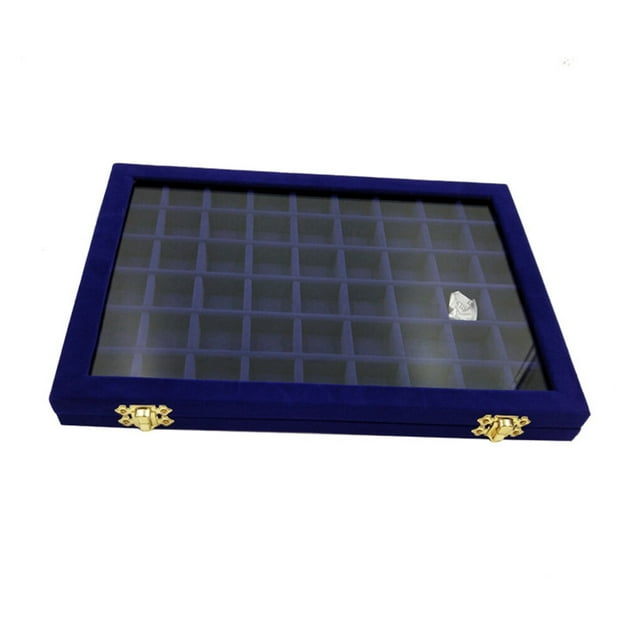 Lints Jewelry Organizer Large Capacity Storage Box Tray Necklace Rings Holder with Lid for Home Travel Multifunction Case Dark Blue