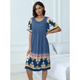 thumbnail image 2 of MINTREUS Nightgowns for Women Short Sleeve Nightshirt Comfy Sleepwear MuMu Dress with Pockets, 2 of 7