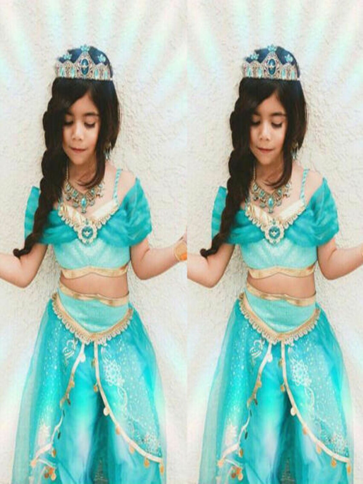 Aladdin Jasmine Princess Cosplay Women Girl Garment Fancy Dress Up Party  Costume