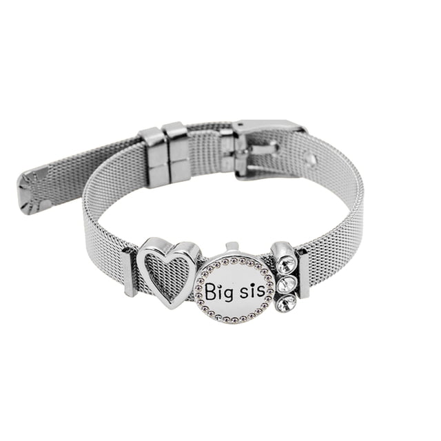 Pulseras para mujer, regalos para mujer, pulsera redonda conmemorativa de acero inoxidable, pulsera con letras, regalo para hermana mayor, pulsera de acero inoxidable