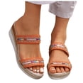 thumbnail image 2 of IUJSOY Women's Wedge Platform Sandals Espadrilles Two Strap Colorful Embroidery Slip on Slides, 2 of 9