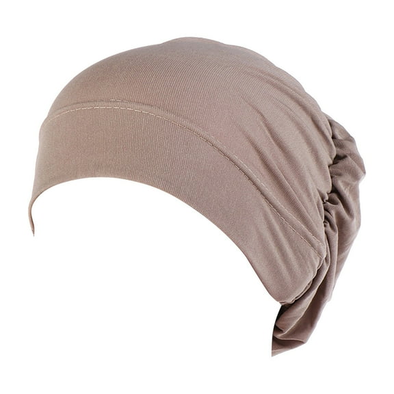 Vinsonshop Turbans for Women Soft Pre Tied Fashion Pleated Cancer Turban Cap Chemo Headwrap Sleep Hat Khaki