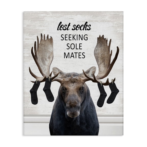 Stupell Industries Lost Socks Seeking Sole Mates Quotes and Sayings Painting Wrapped Canvas Canvas Art Print Wall Art, 16 x 20