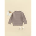 thumbnail image 4 of Douhoow Kids Girl Boy Sweaters Toddler Autumn Solid Color Loose Round Collar Knit Pullover Tops, 4 of 9