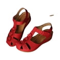 thumbnail image 4 of Sandals Women Dressy Summer Closed Toe Wedge Platform Sandals Vintage Casual Hollow Out Orthopedic Shoes Comfy Bohemia Gladiator Ladies Shoes, 43, 4 of 4