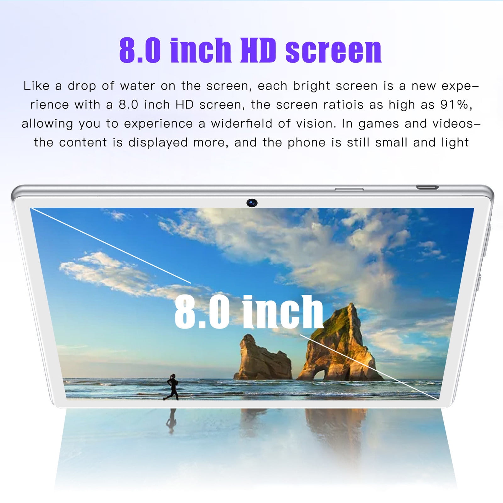 Skegnu HD 8-inch Tablets Android Version, WIFI Bluetooth Voice Call Learning Game Tablet, 2+16G/256G Eight Core Processor, Support SIM Card Communication Function Gift for Girls on Clearance