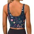 thumbnail image 3 of Vsdgher Colorful Flowers Print Women Sleeveless Athletic Tank Top Built-in Bra Camisole Sports Vest for Yoga Running Fitness Exercise with Removable Pads, 3 of 8