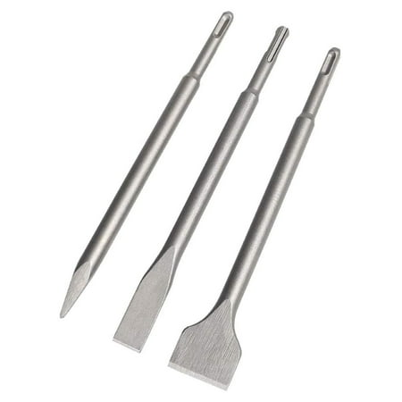 

Chisel Set 3-Pcs Hammer Steel Drill Tool Set 1 Wide Chisel 1 Flat Chisel 1 Point Chisel SDS-Plus Shank Spade Scraping Chisel Set for Tile Masonry Brick Wall Granite Concrete