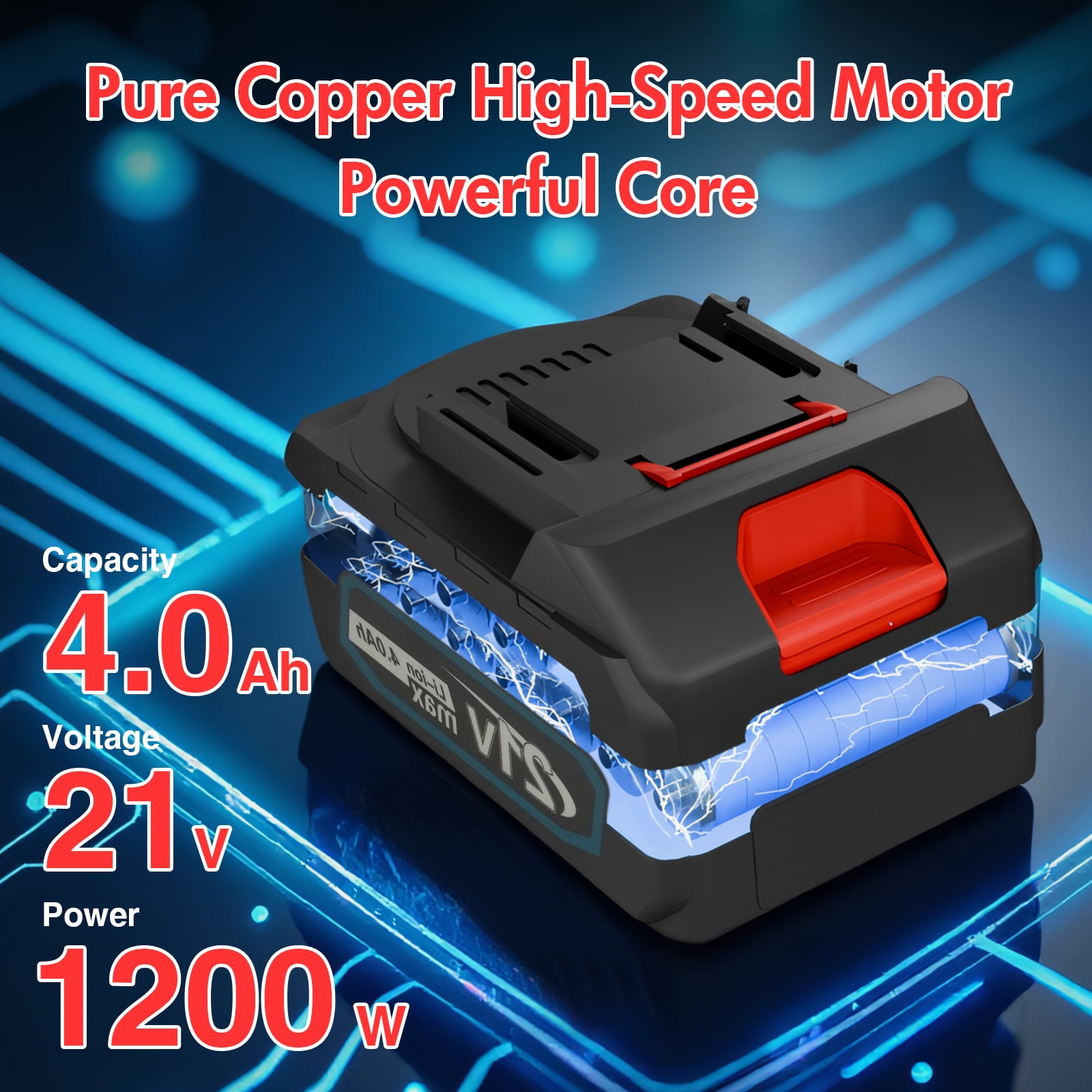 High Power 130000 RPM Turbo Leaf Blower, 21V 1200W Cordless Handheld Blower for Residential & Commercial Lawn Care Cleaning, Blue