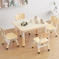thumbnail image 5 of Historyli Table and Chair Set for Ages 2-10,Height Adjustable Toddler Table and 4 Chairs Set ,Graffiti Desktop,Non-Slip Legs,Children Activity Table for Daycare Classroom Home,Wood color, 5 of 8