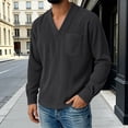 thumbnail image 2 of Corduroy Shirt Men Spring Fall Versatile Casual Long Sleeve V Neck Relaxed Fit Plain Shirts with Chest Pocket, 2 of 5