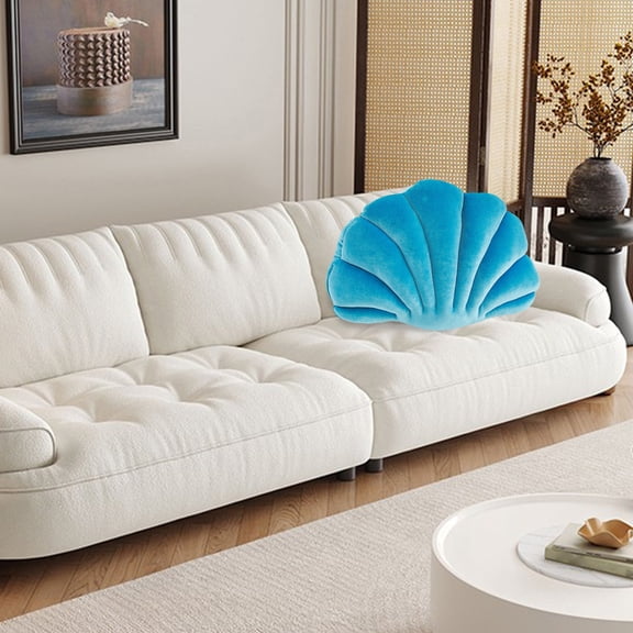 Specollect Soft Velvet Seashell Pillow Sea Shaped Decorative Princess Throw Pillow 3D Velvet Soft Ocean Cute Throw Pillows for Bed Couch Chair Sofa Room