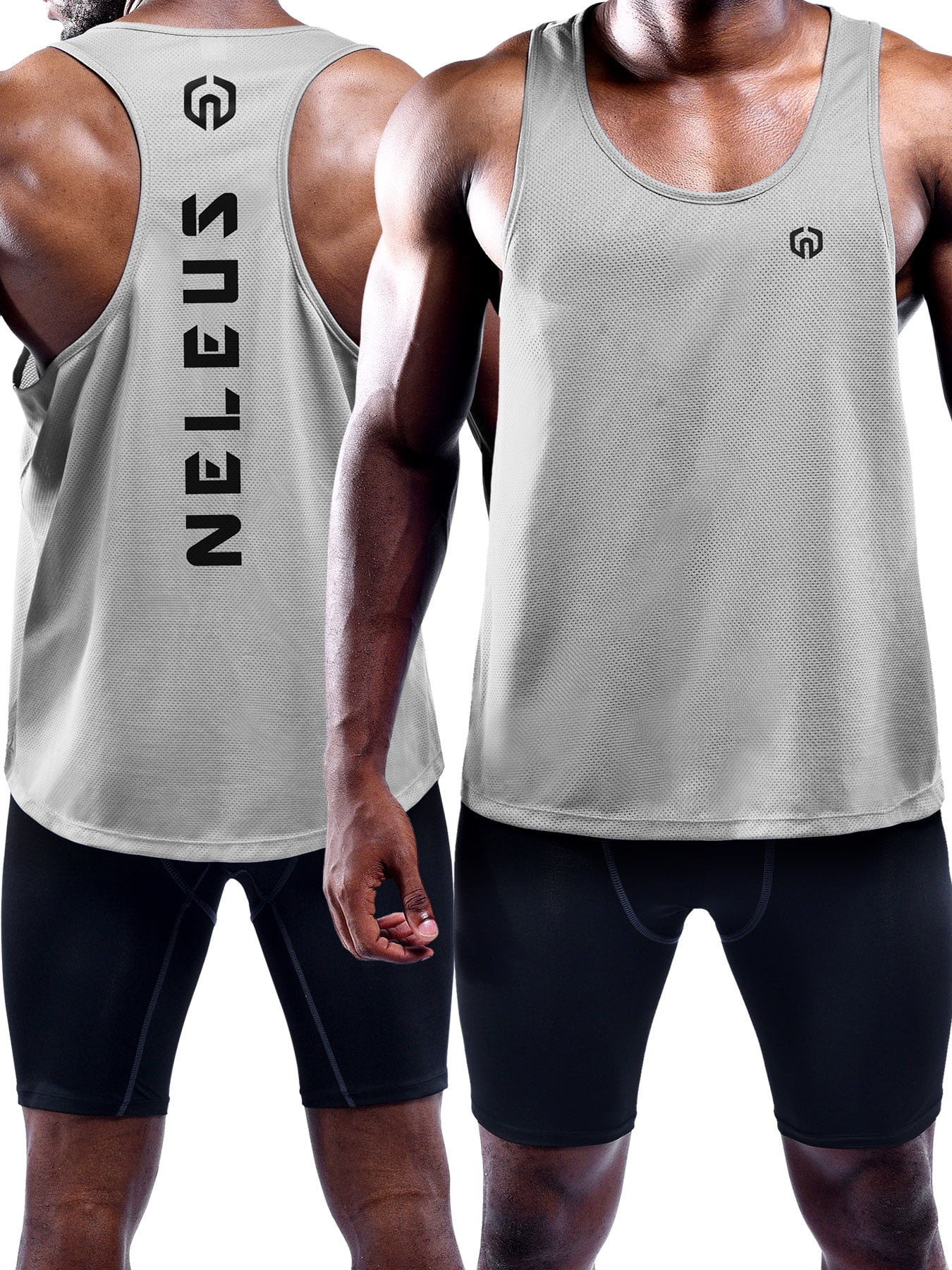 Mens Muscle Gym Tank Top Dry Fit Y-Back Sleeveless 3 Pack,Black+Gray+Olive Green,US Size 2XL