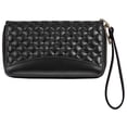 thumbnail image 5 of Women's Genuine Leather Wallet Wristlet Strap Clutch with Scan Proof Walls for tap-to-pay contactless credit card ID RFID protection - checkered design in black, 5 of 10