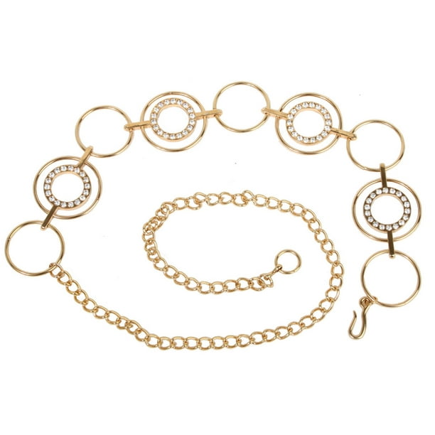Beltiscool O Ring Rhinestone Circle Metal Chain Belt Walmart Com Walmart Com