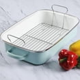 thumbnail image 3 of Martha Stewart Rôtissoire 45,7 cm avec Grille, Bleu Martha, 3 of 7