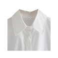 thumbnail image 3 of Franhais Women's Long Sleeve Shirt, Solid Color Turn-Down Collar Button-Down Loose Fit Blouse, Casual Simple Style Tops, 3 of 6