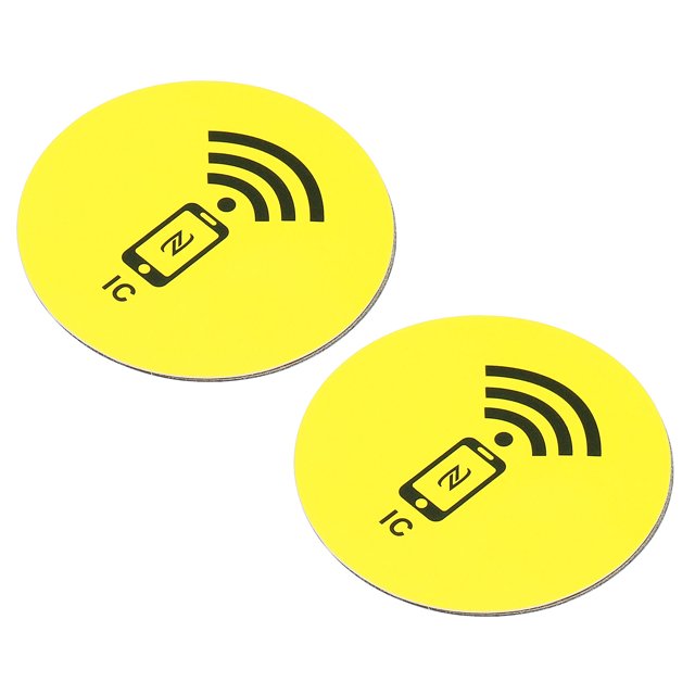NFC Etiquetas Pegatinas M1 RFID IC Etiqueta 13.56MHz Regrabable Reverso Adhesivo Sin Contacto para Entrada Acceso Control Sistema, Amarillo 2 Paquetes